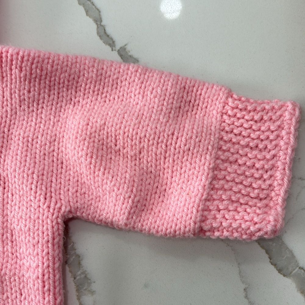 Handmade Pink Infant Girls Cable Knit Hand Made Hoodie Sweater Tassels 18-24M - Picture 10 of 11